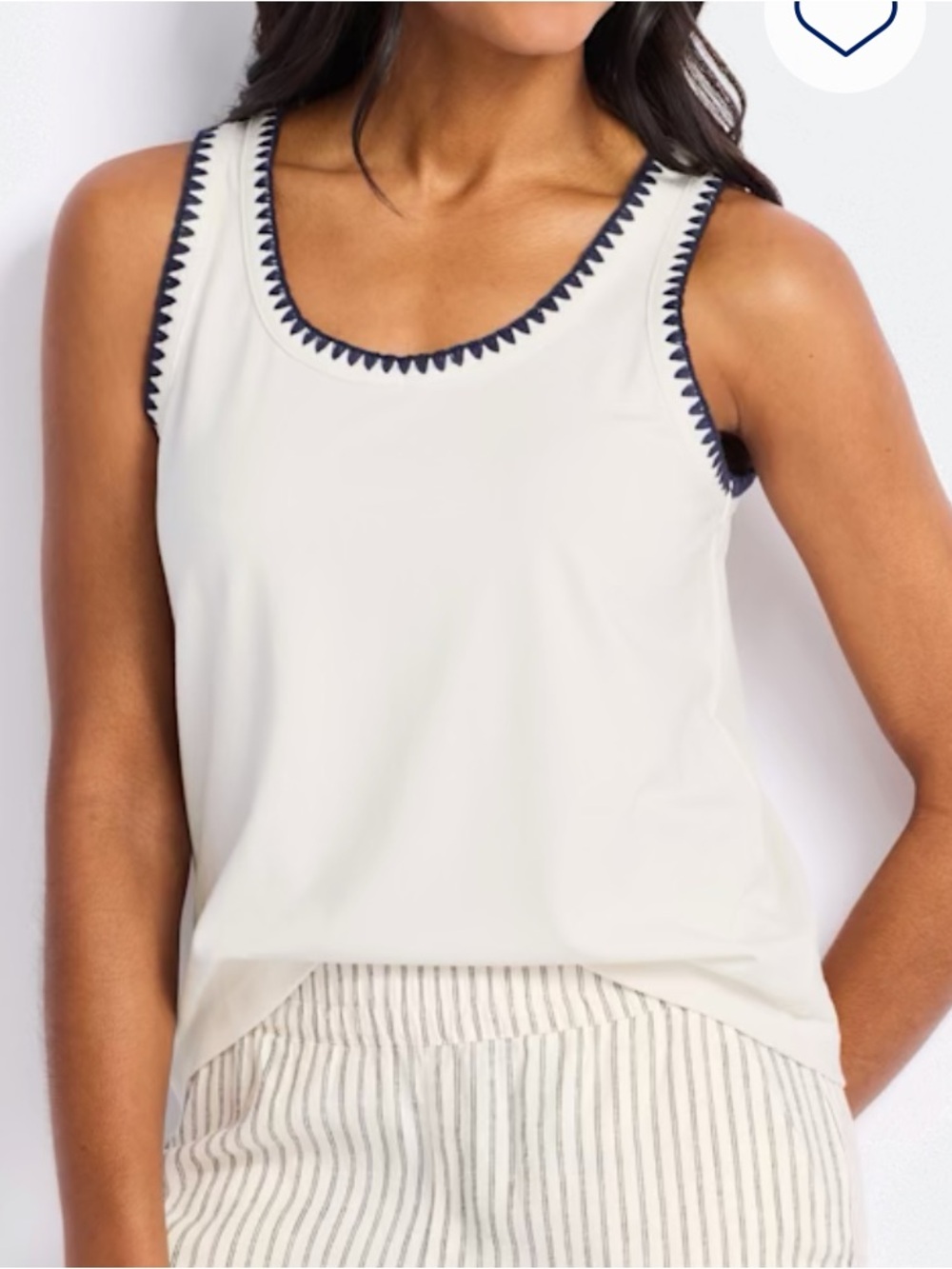 Threads 4 Thought | Cream Tank with Stitch Trim